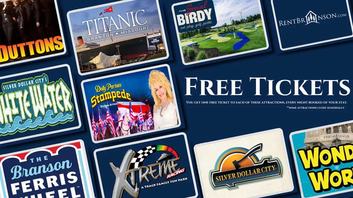 A vibrant interior shot prominently displaying colorful attraction logos, free ticket information, and cheerful design elements, suggesting opportunities for family outings and local adventures.